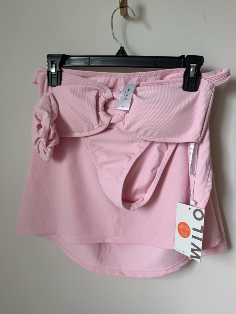 Wilo the label baby Pink Bikini set with skirt and scrunchie